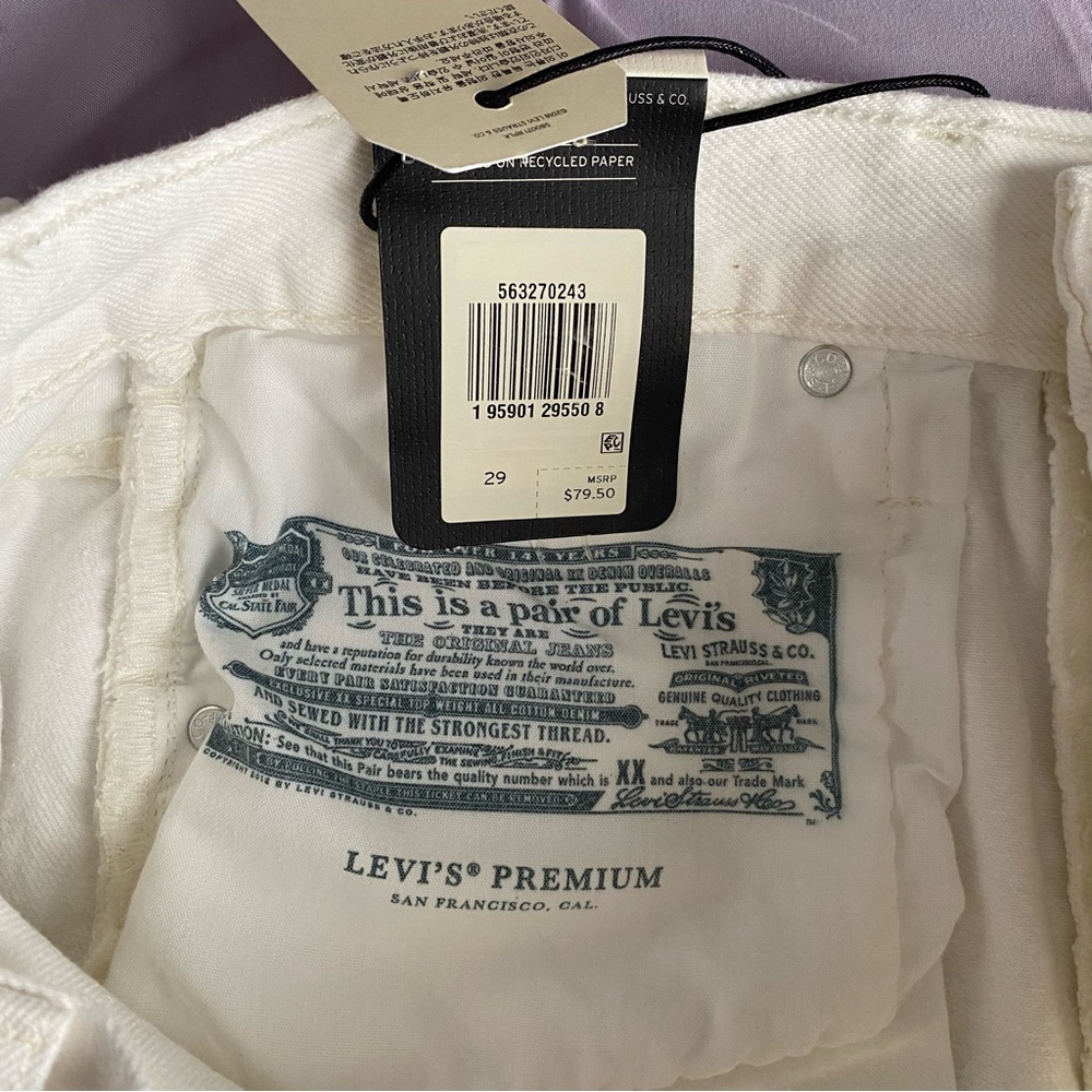 Levi's 501 Original High-Rise Denim Shorts White Frayed Raw Hem Women's 29 NWT - Picture 7 of 12